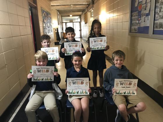 Second grade students earning Wild Celebration honors are seated from left Bodhi Hannon, Ellie Deville and Cade Buvall. Standing, from left, are Baylor Chappell, Liam Vidal and Adalynn Thomas.