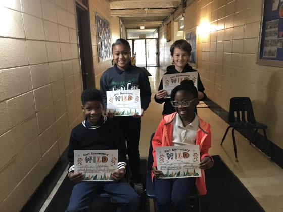 Third grade students show off their recognition certificates. Seated, from left, are Joshua Cornely and Kymani Minor. In back, from left, are Ava Thomas and Brayden Trichell.