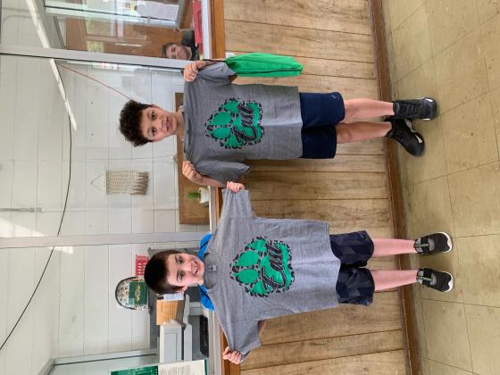 LEAP Pep Rally was held at East for those fourth graders achieving high scores on their third grade LEAP test. From left, are, Matthew Richard and Kyler Thibodeaux.