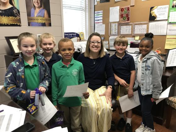 East Elementary named its ‘Positive Officer Referrals.’ From left, are, Allison Clark, Ava Lalonde, Karter Ceaser, LaGrange; Asher Robinson and Amariyah Pickney.