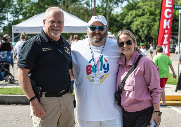 Eunice Police Chief Kyle LeBouef, Brad Richard and Alicia Mire at Saturday’s Belly Buddies Color Fun Run.