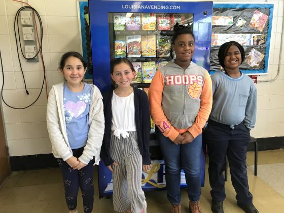 Jaylen Moore, left, Naomi Ordaz Huerta, Brooklyn Ortego, Brooke Thomas and Saralynn Willis, students at East Elementary, were recognized during a LEAP Pep Rally.