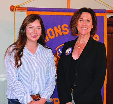 Victoria Callahan, left, sales representative for Parish Rice, was guest speaker for the recent meeting, explaining the health benefits of the Eunice-based product. Welcoming her to the meeting is Nancy Loewer, program chair. (Photo by Steve Bandy/Crowley Post-Signal)