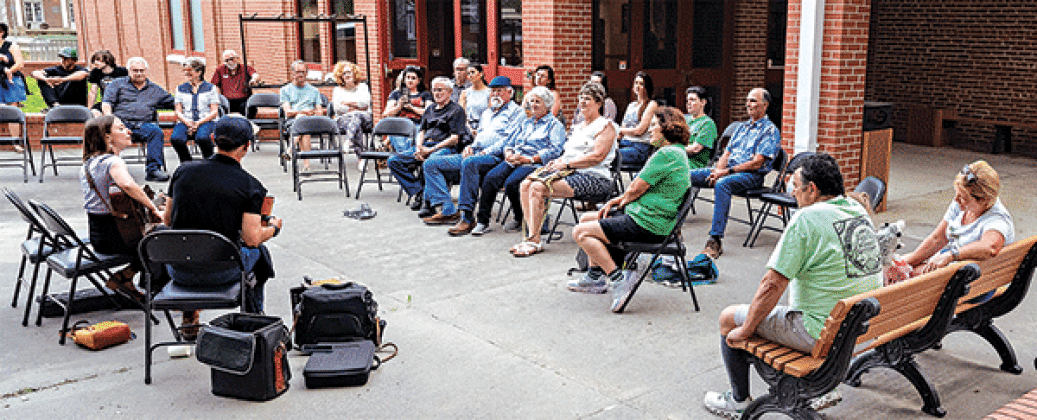 The free Rendezvous in the Prairie program featured Drew Simon and Megan Constantin, members of the trio T’Monde, performing Cajun standards, their versions of country songs in French and English, and their own original Cajun songs. The program on Thursday was moved outdoors on a beautiful spring evening. Next month, the program, 5:30 to 6:30 p.m. on Thursdays, will be back inside on the center’s Front Porch Stage featuring the David Greely Duo May 1, Sarah Jayde Williams May 8, the Holiday Playgirls May 15
