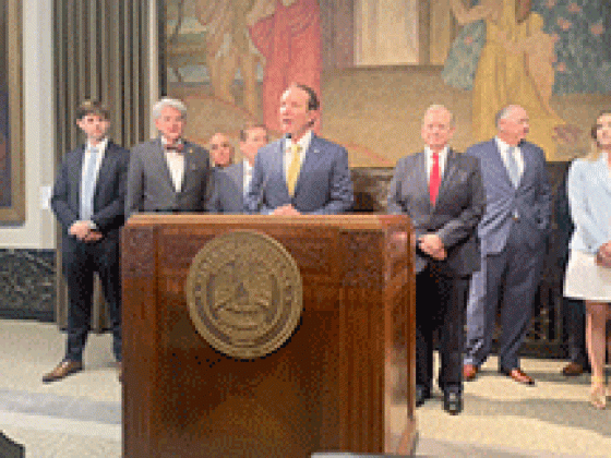 During a press conference Thursday at the Capitol, Landry defended attacks on his proposed constitutional convention, in which he wants legislators and 27 delegates hea will appoint to meet for two weeks to rewrite the state’s foundational document. (Piper Hutchinson/Louisiana Illuminator)