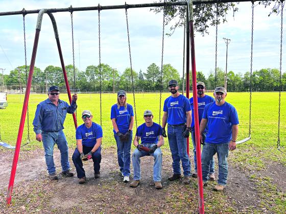 Williams Gas Pipeline Transco at the swing set at Harris Park.
