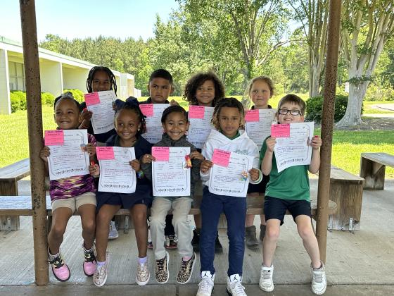 These kindergarten students in Angela Williams’s class at East  Elementary were recently recognized for reaching their iReady goal. 