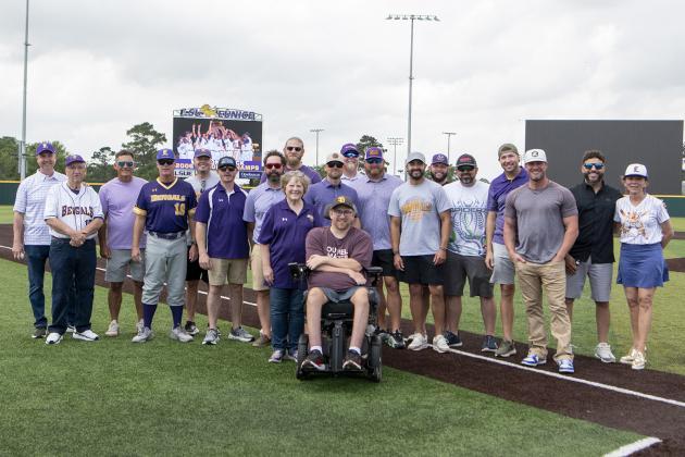 The 2006 LSUE Bengals Championship team before the game. (Photos by Travis Webb)