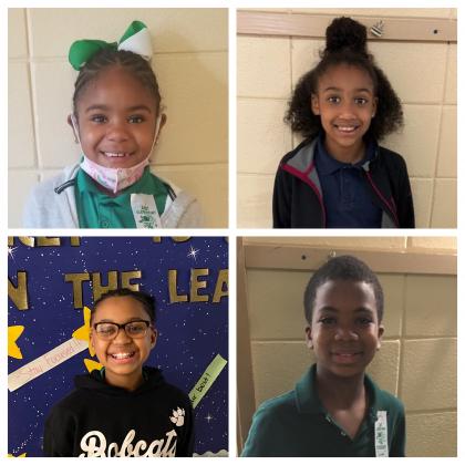 Students of the Month for March are, at top, from left, Zendaya Hunt, Ava Cornely and at bottom, from left, are Kinsley Johnson and Jayin Robinson.