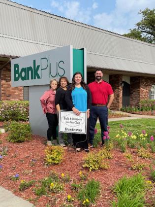 Bank Plus received Eunice Bulb and Blossom Garden Club’s Business Yard of the Month for April. The bank located on S. 4th St. features azaleas, pansies and snap dragons. From left are Candise Duplechin, Ladonna Guillory, Katherine Leger and Jacob Bergeron. (Submitted photo)