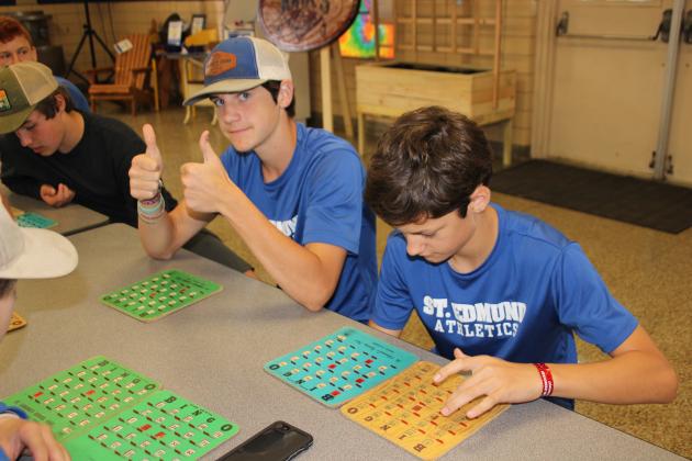 Bingo time at St. Ed Fair. Left is Koy Trahan and John Landry.