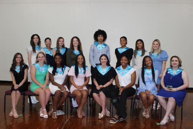 Senior National Honors Society members are seated, from left, Makayla Frilot, Olivia Gil, Alivia Cesar, Madlyn Edwards, Olivia Pedigo, Gabrielle Mitchell, Logan Lewis and Carly Higginbotham. Standing, in back, from left are Kyra Davis, Kadyn Randell, Rylie Fontenot, Aeryn Doucet, Jase Frank, Brilye Reed, Destiny Malbrough and Kathryn Quebedeaux.