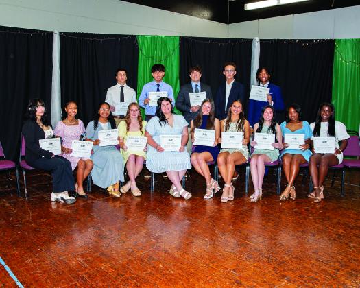 Junior ACE Letterman honored, In front from left are Maria Mendoza, Kyla Semien, Janna Semien, Addison Bundick, Zoiee Leger, Kameryn Lafleur, Ava Elfert, Vivian Fontenot, Riley Poullard, Cayli Lemelle. In back from left are Morgan Turk, Chance Ortego, Liam Schouest, Wesley Thibodeaux, and Mason Wiley.