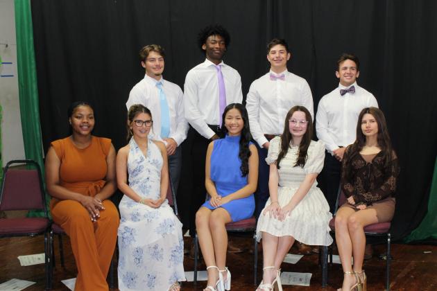 Eunice High Junior ACE Lettermen members are, seated from left, Madison Andry, Rylee Brown, Brooklynn Nguyen, Chloe Istre, and Halley Parker. In back, from left, are Andrew Fontenot, Marquis Hooker, Ashton Pedigo and Parker Pedigo.