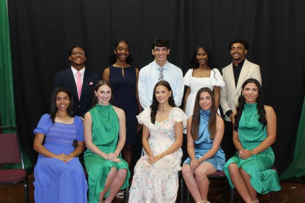 Eunice High Senior Hall of Fame was honored and recognized during the EHS Academic Excellence Assembly. Seated, from left, are Adayvia Jones, Vivian Andrus, Jacelyn Faul, Ava Landreneau and Brooklyn Darbonne. In back, from left, are Bryan Allen, Fajah Guillory, Julien Granger, Tyja Cooper and Zyon Fontenot.