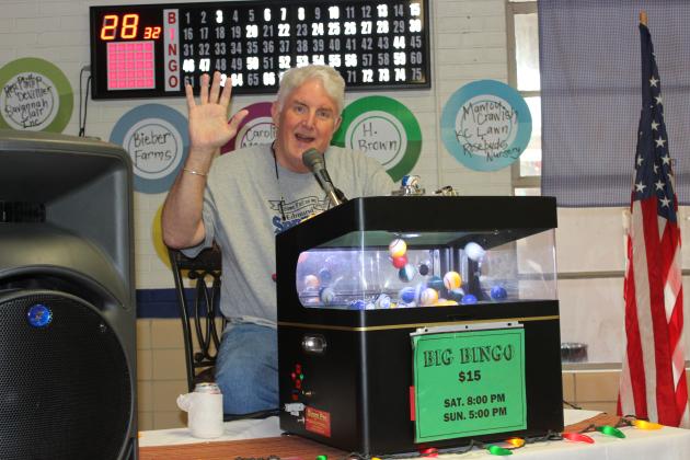 One of the official bingo caller Saturday was the Rev. Hampton Davis.
