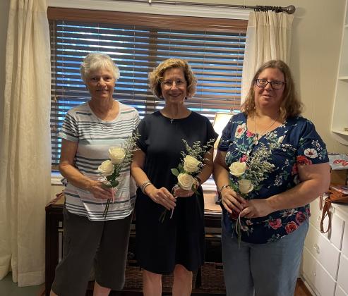 The members of the Bulb &amp; Blossom Garden Club of Eunice installed its new officers for 2022-24 following elections held in April. The Bulb Garden Club recognized its outgoing officers during the recent meeting for their leadership and dedication over the last three years. Those honored were Barbara Wells, left, Celeste Gomez, and April DeRouen.