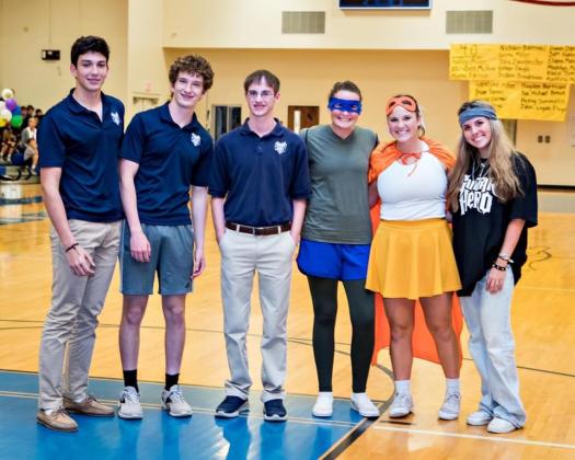 The Top Blue Jay Award was presented at St. Edmunds’ Academic Pep Rally. From left, are Copeland Miller, Alexander Ortego, Ethan Daigle, Julia Zaunbrecher, Greta Miller and Elizabeth McGee.