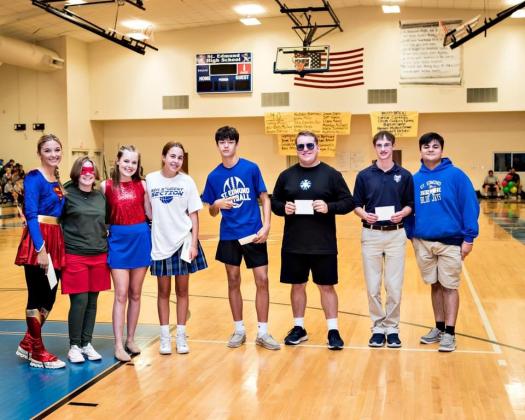 Young Christians at St. Edmund High were honored during the school’s Academic Pep Rally. From left, are Audry Chaumont, Mackenzie Manuel, Riley Young, Lauren McGee, John Austin Landry, Matthew McGee, Ethan Daigle and Trenton Marcantel. (Submitted photos)