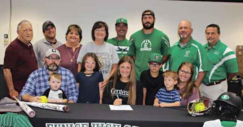 Eunice High senior Sophie Vidrine signed a letter of intent on Thursday with Centenary College of Louisiana, Shreveport, to play softball. Vidrine, a shortstop, with Eunice High Lady Cats, received an athletic and academic scholarship from the college to play softball. Vidrine has been playing softball since the age of 4, and said she is looking forward to continuing to play ball and concentrate on her studies. Vidrine said that her biggest supporters and influence during her softball career were her mom an
