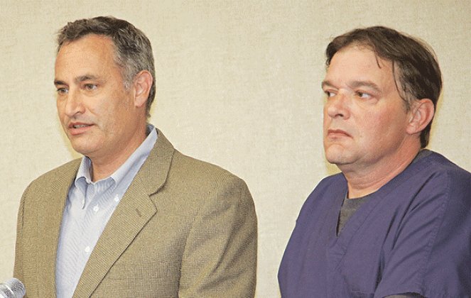 From left, Dr. Zebediah Stearns, coroner, and Toby Savoy, chief investigator. (Photo by Harlan Kirgan)