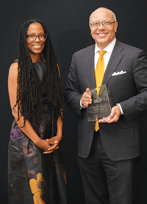 Eunice native U.S. District Judge Darrel Papillion was honored by the LSU Law Center with its Engaged Alumnus award, recognizing his extraordinary service to the Law Center. Papillion is a 1994 graduate of the LSU Paul M. Hebert Law Center and is a district judge for the U.S. District Court Eastern District of Louisiana. Prior to his appointment to the bench, he was a partner at the Walters, Thomas, Cullens law firm in Baton Rouge. He is a graduate of Eunice High School. Papillion is with LSU Law Dean Alena