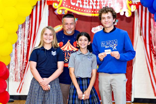 The Principal’s Award went to Ainsley Fruge, Cheyenne Leger and Wesley Newsome. Principal Mitch Fontenot is pictured.