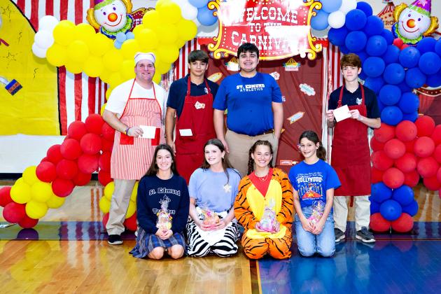 The Young Christian Award recipients included, in front, from left, Emma Clause, junior; Ava Warner, senior; Stella Summerlin, sophomore; and Rose Young, freshman. In back, from left, are Matthew McGee, senior; David Evans, junior; Zachary Prather, freshman; and Oscar Summerlin, sophomore.