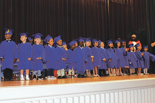 Highland Early Learning Center held its Pre-k graduation Tuesday at LSUE. There was a morning ceremony as well as an afternoon program. Above are the pre-k graduates from the morning session. These pre-k graduates are students from Johnette Dupre and Renee Atchison’s class, Karen Fruge and Delaina Reed’s class, Tabita Niles and Henrietta Dupre’s class, and Elizabeth Romero and Mikel Guillory’s class. There were 109 pre-k graduates. (Photo by Myra Miller)