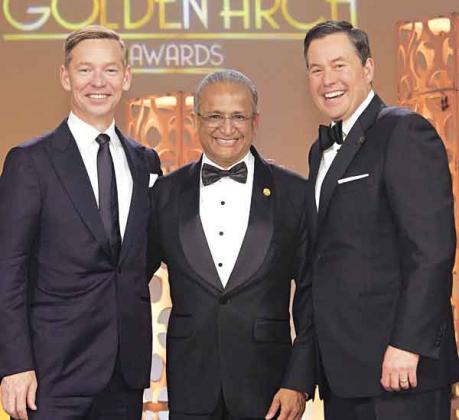 McDonald’s Franchisee Ajay Patel, center, is with McDonald’s President and CEO Chris Kempczinski and McDonald’s USA President Joe Erlinger.  (Submitted photo)