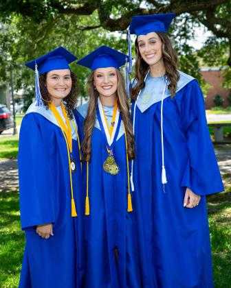 The Beverly Wyble Memorial Award recipients were Julia Zaunbrecher, left, Eliana Manuel and Madison Comeau.