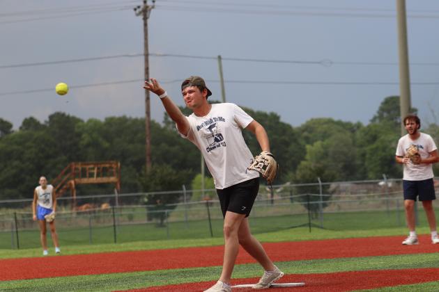 Noah Myers, class of 2023, pitches for his team.