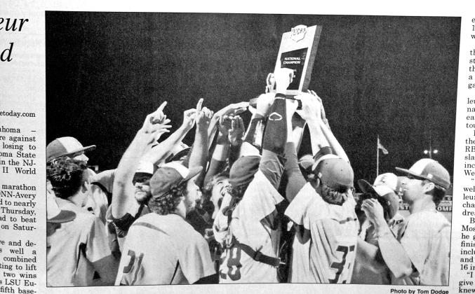 Bengals win fifth national title. The Bengal players celebrate with the championship trophy after earning a sweep over Western Oklahoma State College.