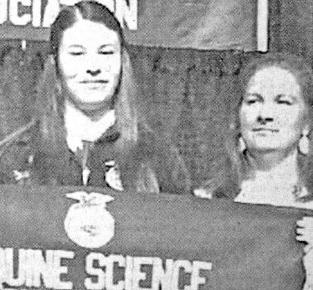 Cassidy LeDoux, left, a Eunice High junior, placed third overall in the FFA State Equine Science competition. Her recognition was announced during the State FFA Convention held in Monroe June 2-5. LeDoux is with her FFA Chapter advisor Rebecca Berzas.