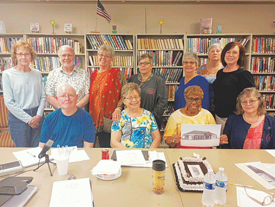 Members of the Evangeline Parish Library Board of Control met with engineers and Friends of the Library members  on June 6 to award the low bid for the new Basile branch library building. Pictured above (left to right, seated) are Bill Fontenot, engineer; Sandra Salazar, board president; Rella Joseph, board vice-president; Lisa Godeaux, secretary and parish library employee; (standing) Linda Lebsack, board member; Ronnie Landreneau, engineer; Suzy Lemoine, co-manager of the Evangeline Parish Library system;