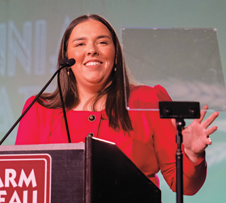 Emmerson Lyons, winner of the 2022 La. Farm Bureau Talk Meet, gives her speech at the Talent Contest during the 100th Annual Convention in New Orleans.  (Submitted photo)