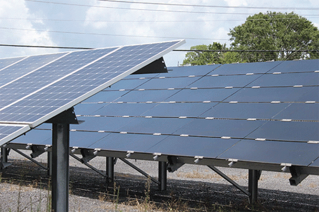 Solar panels at the University of Louisiana Lafayette.