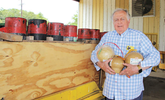 Former mayor and pyrotechnist Ken Peart has been busy getting ready for the Fourth of July fireworks display he produces at the Eunice Recreation Complex on Sittig Road. (Photo by Myra Miller)