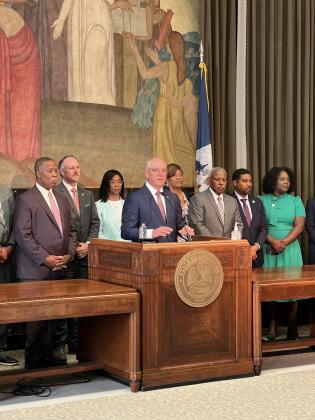 Gov. John Bel Edwards held a press conference Monday shortly after the Legislature concluded its 2022 regular session. (Photo by Alex Tirado/ LSU Manship School News Service)