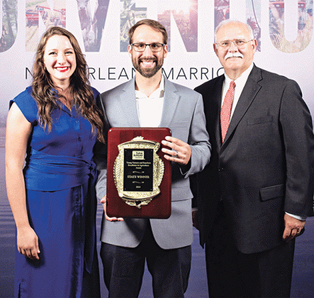 From left, are Raquella and Clint Manuel, YF&amp;R Excellence in Agriculture winners, and Stephen Austin, CEO, Louisiana Land Bank. (Submitted photo)