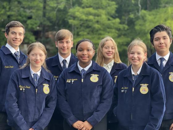 Eunice FFA attended a chapter officer leadership training at Chicot State Park from June 19-June 21. The newly elected officers learned how to be a leader to others, work as a team, and plan our events for the year. We are hoping for another successful year as a chapter. In front, from left, are Sentinel Abbigail David, Reporter Yasmin Thomas, and Treasurer Lillie Dubroc. In back, from left, are Chaplain Caleb David, President Gavin Manuel, Secretary Bianna Arms and Vice President Michael Resendiz.