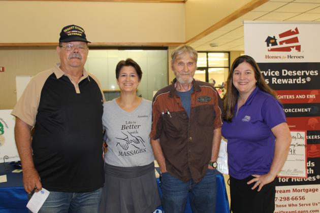 The LSUE Office of Veteran Affairs held a Vet Fest from 9 a.m. to 11 a.m. Tuesday at the Dr. Anthony Mumphrey Center on LSUE campus. From left are Dennis Hart of Church Point, a Navy veteran; Jennifer Blanchard of Broussard; Walter “Blue” Taylor of Broussard, an Army veteran; and Bridgett Menard of Carencro.