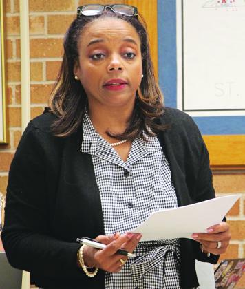 Angela Cassimere talks about policy changes at the July 22 School Board meeting.