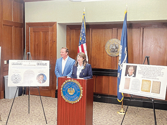 Louisiana Attorney General Liz Murrill said Monday she will ask a federal judge to dismiss a lawsuit parents have brought to stop a new state law that requires the Ten Commandments to be posted in every public school classroom. (Piper Hutchinson/Louisiana Illuminator)
