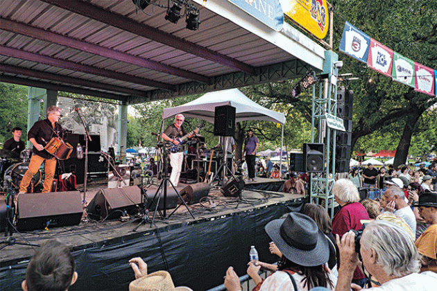 Steve Riley and the Mamou Playboys on Oct. 14 during the 2023 Festivals Acadiens et Créoles in Lafayette. (Photo by David Simpson)