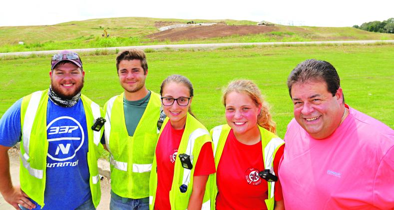 University of Louisiana Lafayette civil engineering students worked the St. Landry Parish Solid Waste Commission Landfill in a summer internship. The students worked in all phases of the Solid Waste Commission’s operations. From left, are Brady Bogues, of Bossier City; Devan Ortego, of Ville Platte; Samantha McKisson, of Denham Springs; Rebecca Willis, of Kenner; and Richard LeBouef, St. Landry Parish Solid Waste Commission executive director. (Photos by Harlan Kirgan)
