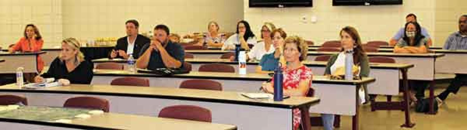 Three workshops, focusing on arts, culture, tourism and aiding development were held this week at LSUE. The photo shows in-person participants on Monday. The workshops ended on Wednesday. (Photo by Myra Miller)