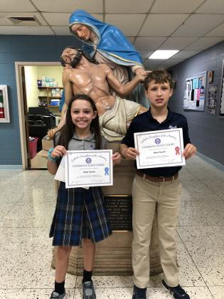 Bella Tavera, left, and Niles Feucht, St. Edmund students participated and placed in the National CDA Education Contest.
