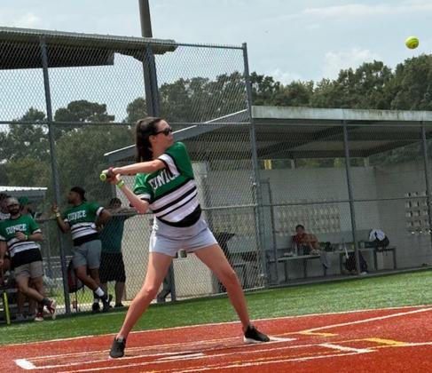 Abby Hillman Fruge, class of 2013, at bat. (Photo by Tara Fruge LeBlanc)