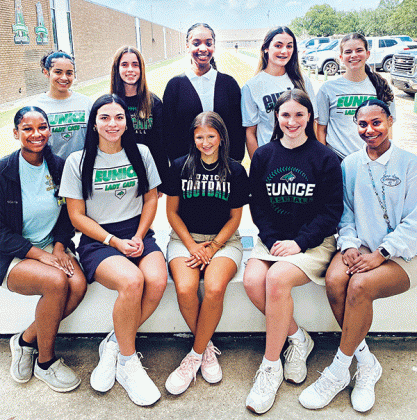 Eunice High School named its Homecoming Court. Seniors maids include, seated from left, Shiya Ceasar, Brooklyn Darbonne, Ava Daigle, Vivian Andrus and Tyja Cooper. In back from left are Aniylah Ned, Ava Landreneau, Fajah Guillory, Lainie Ortego and Savanna Tauzin. The Eunice High Bobcats will play against the Welsh Greyhounds at 7 p.m. Friday, Oct. 4 for their homecoming game. (Submitted photo)